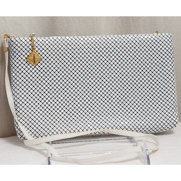 Vintage Glam Whiting & Davis Metal Mesh Evening Bag White - Picture 1 of 16